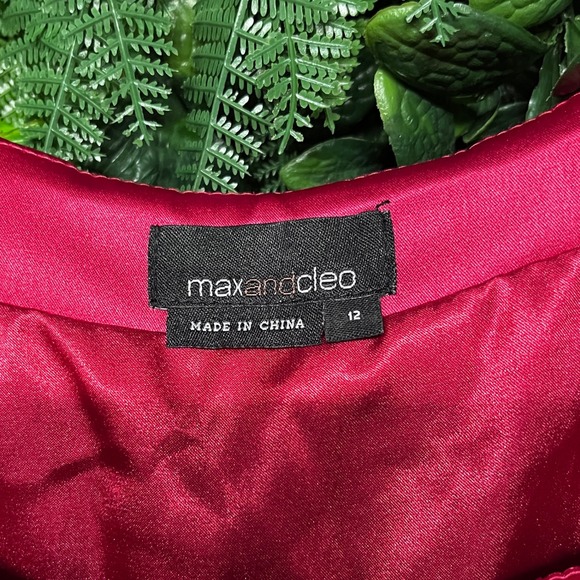 Max and Cleo Dress Size 12 Red Pleated Sleeveless Party Cocktail Career 2964 - Picture 4 of 11